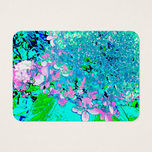 Elegant roze en blauwe grens Hydrangea Visitekaartje (Voorkant)
