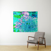 Elegant roze en blauwe grens Hydrangea Wandkleed (In Situ (horizontaal))