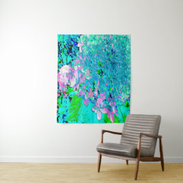 Elegant roze en blauwe grens Hydrangea Wandkleed