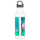 Elegant roze en blauwe grens Hydrangea Waterfles (Achterkant)