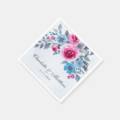 Elegant roze en blauwe Waterverf Floral Wedding Servet (Hoek)