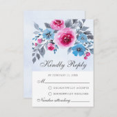Elegant roze en blauwe Waterverf RSVP-kaart Advieskaart (Voorkant / Achterkant)
