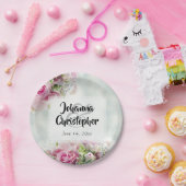 Elegant roze en Blauwgroen lenteteelt Papieren Bordje (Feest)