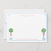 Elegant roze en Blue Boxwood Baby shower Afbeeldin Bedankkaart (Voorkant)