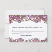 Elegant  Roze en Blue Feathery RSVP (Voorkant)