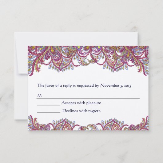 Elegant Roze en Blue Feathery RSVP (Voorkant)