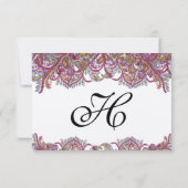 Elegant Roze en Blue Feathery RSVP (Achterkant)