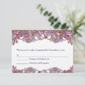 Elegant  Roze en Blue Feathery RSVP (Staand voorkant)