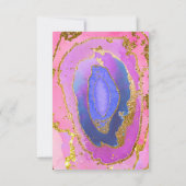 Elegant roze en Blue Geode met goud | Weddenschap RSVP Kaartje (Achterkant)