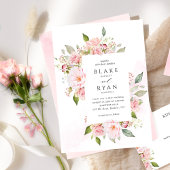 Elegant Roze en Blush Bloemen Lijst Bruiloft Kaart