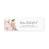 Elegant Roze en Blush Bloemen Retouradres Etiket (Voorkant)