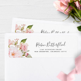 Elegant Roze en Blush Bloemen Retouradres Etiket