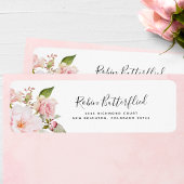 Elegant Roze en Blush Bloemen Retouradres Etiket