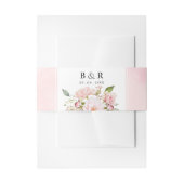 Elegant Roze en Blush Bloemen, Waterverf Bruiloft Uitnodigingen Wikkel (Voorkant Voorbeeld)