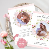 Elegant Roze en Blush Foto Bruiloft Save the Date