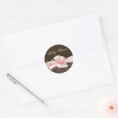 Elegant Roze en Bruin Baby shower Ronde Sticker (Envelop)