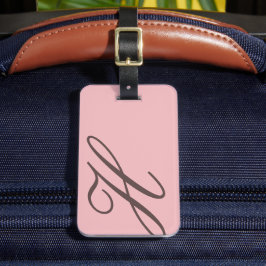 Elegant roze en bruin monogram Bagagelabel