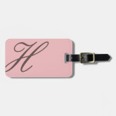 Elegant roze en bruin monogram Bagagelabel (Voorkant horizontaal)