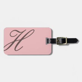 Elegant roze en bruin monogram Bagagelabel