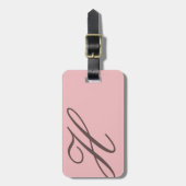 Elegant roze en bruin monogram Bagagelabel (Voorkant verticaal)