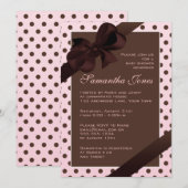 Elegant roze en bruin pooidot Baby shower Kaart (Voorkant / Achterkant)