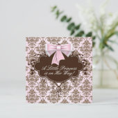 Elegant roze en bruine prinses Baby shower Kaart (Staand voorkant)