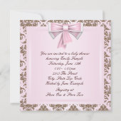 Elegant roze en bruine prinses Baby shower Kaart (Achterkant)