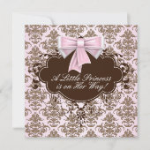Elegant roze en bruine prinses Baby shower Kaart (Voorkant)
