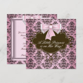 Elegant roze en bruine prinses Baby shower Kaart (Voorkant / Achterkant)