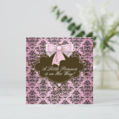 Elegant roze en bruine prinses Baby shower Kaart (Staand voorkant)
