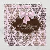 Elegant roze en bruine prinses Baby shower Kaart (Voorkant / Achterkant)