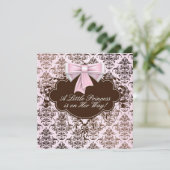 Elegant roze en bruine prinses Baby shower Kaart (Staand voorkant)