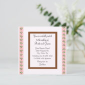 Elegant roze en chocolade Wedding Uitnodiging (Staand voorkant)