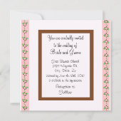 Elegant roze en chocolade Wedding Uitnodiging (Voorkant)