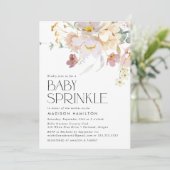 Elegant roze en Cream Floral Baby Sprinkle Kaart (Staand voorkant)
