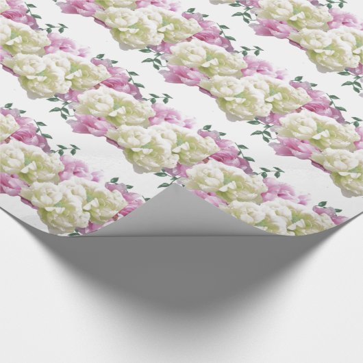 Elegant roze en crème Peony wrapping paper Cadeaupapier (Hoek)