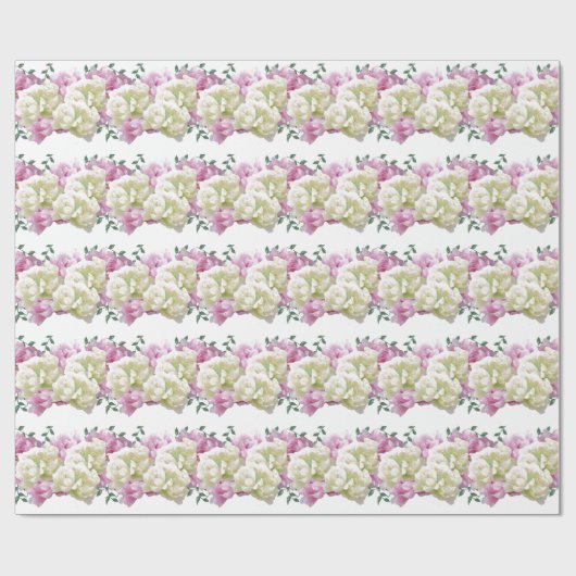 Elegant roze en crème Peony wrapping paper Cadeaupapier (Vlak)