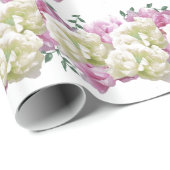 Elegant roze en crème Peony wrapping paper Cadeaupapier (Rol Hoek)