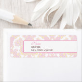 Elegant Roze en Geel Damast Adreslabel Etiket (Insitu)