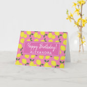 Elegant Roze en Geel Lemon Happy Birthday Kaart (Gele Bloem)