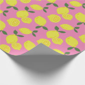 Elegant roze en geel lemonpatroon cadeaupapier (Hoek)