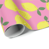 Elegant roze en geel lemonpatroon cadeaupapier (Rol Hoek)
