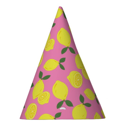 Elegant roze en geel lemonpatroon feesthoedjes (Rechts)