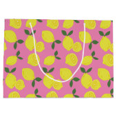 Elegant roze en geel lemonpatroon groot cadeauzakje (Achterkant)