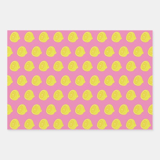 Elegant roze en geel lemonpatroon inpakpapier vel (Voorkant 2)