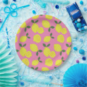 Elegant roze en geel lemonpatroon papieren bordje (Feest)