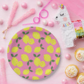 Elegant roze en geel lemonpatroon papieren bordje (Feest)