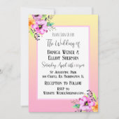 Elegant Roze en Geel Petunia Bloemenbruiloft Kaart (Voorkant)