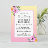 Elegant Roze en Geel Petunia Bloemenbruiloft Kaart (Staand voorkant)