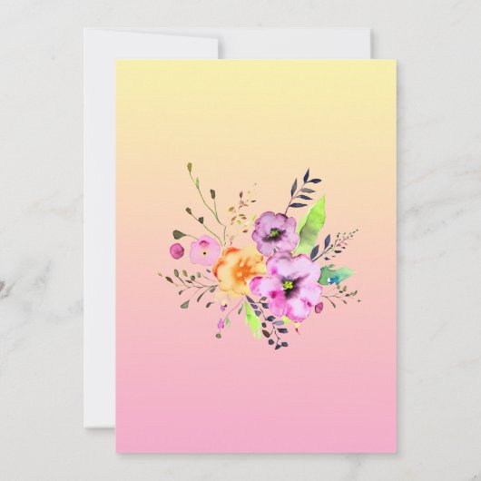 Elegant Roze en Geel Petunia Bloemenbruiloft Kaart (Achterkant)